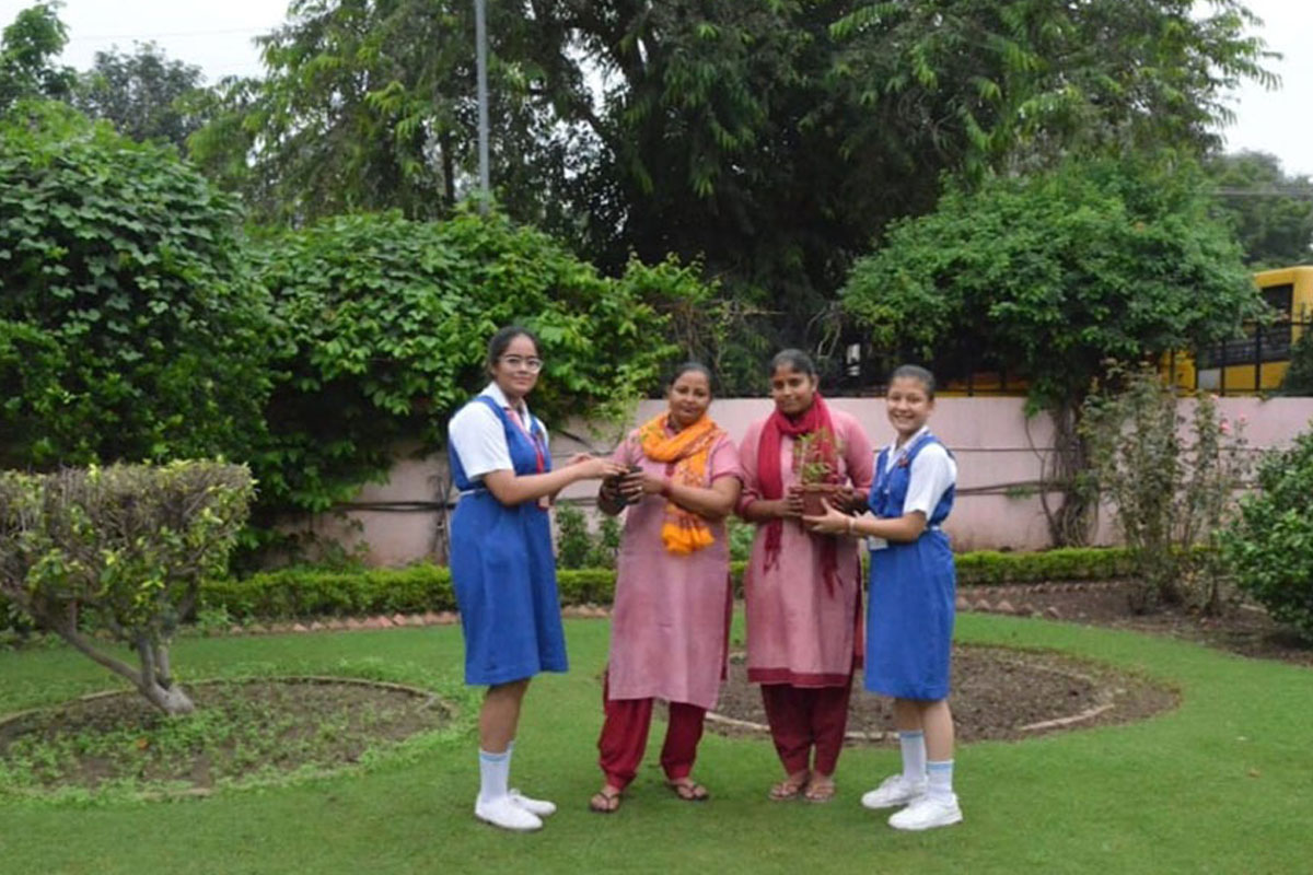 Eco Club Members Gift Medicinal Plants to the workers August 2023